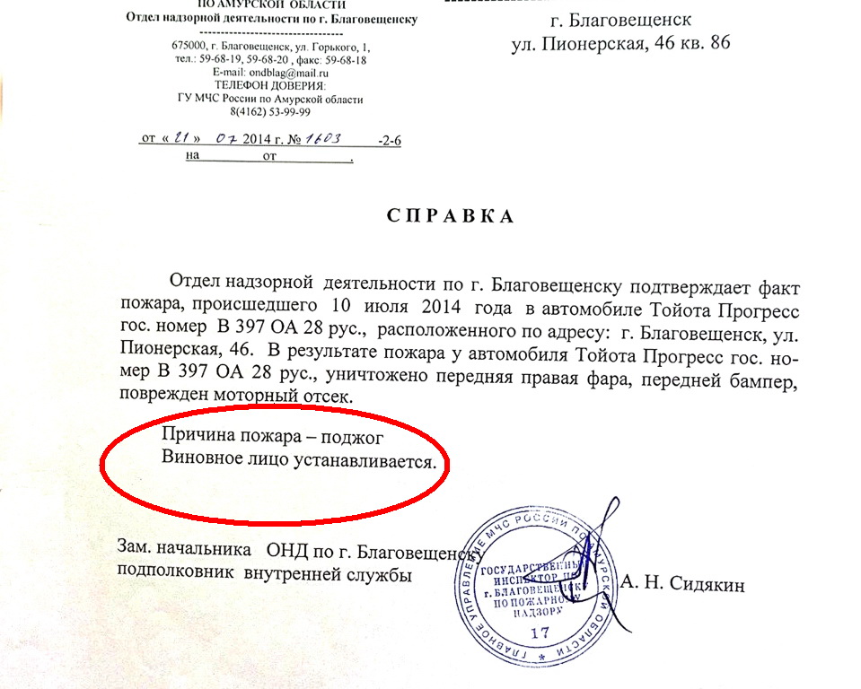 Справка об отсутствии ущерба при пожаре образец от юридического лица